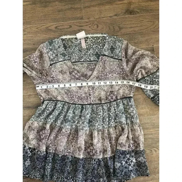 Knox Rose Blouse 3/4 Sleeve v neck casual size small sheer paisley multicolor - Picture 3 of 11